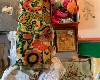 Vintage and antique linens, trim, material