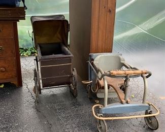 Antique and Mid-century baby carriage