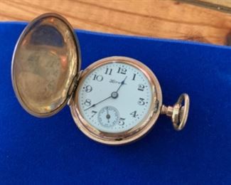 Antique Hampden pocket watch. Molly Stark Canton, Ohio mechanism. Dueber special Case.