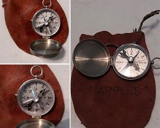 #42 - Vintage Hunter Compass w/Leather Marble Bag - $25.00