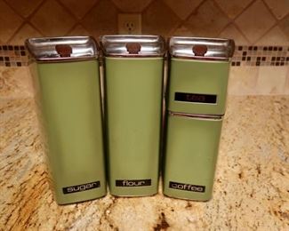 #22 - Canister Set by Lincoln Beauty Ware - 4 pcs - Metal with Wood Handles - $35.00