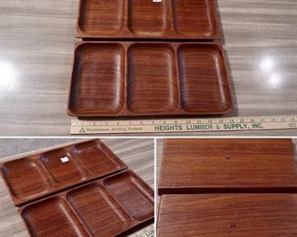 #38 - Wood Rectangle 3 Section Serving Trays - $40.00 for Set of 2
