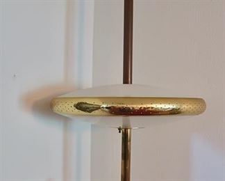 #26 - MCM Tension Pole Lamp - Atomic Flying Saucer/UFO Design - Missing a Switch Knob on the smaller lamp on right side - 20" Globe & 10"x7" Smaller Lamps - Currently @ 8' tall - $325.00