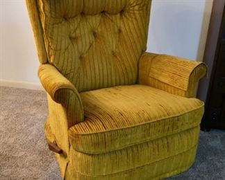 #8 - Vintage Upholstered Gold Rocker/Recliner Chair - $40.00 (Soiled Spot that Needs Cleaning but otherwise in Good Shape) 29"w x 28"d x 37"h