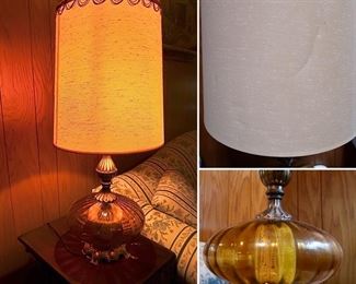#27 - Vintage Table Lamp with Amber/Gold Globe - $45.00 (shade as slight damage-see photo)
