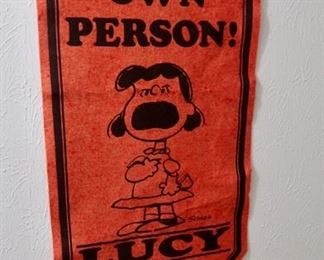 #48 - Vintage Felt Banner - Schulz's Lucy - $20.00 - 33"x15"