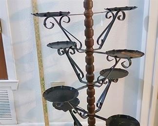 #49 - Vintage Metal & Wood Plant Stand - $45.00 - 39"x21" - See Photos to show wear on the individual metal trays.  Would be so CUTE with Succulent Plants!