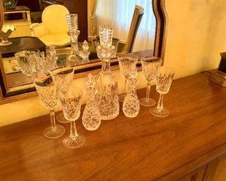 Waterford Crystal glasses and decanter.