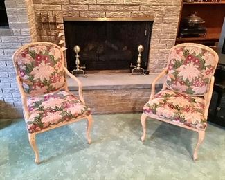 Floral Upholstered Open Arm Chair