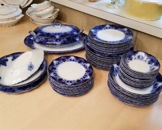 Flow blue dishes