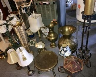 lamps, brass floor vases, vintage AT Ogullari Ankara brass stool 