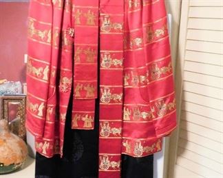 1950s Chinese silk jacket, sash and skirt