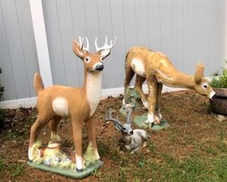 Vintage cement Deer family 