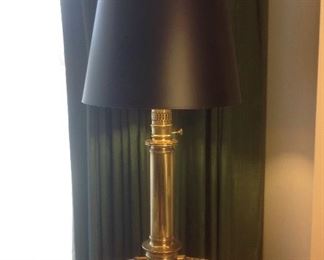 Living Room:  Shown is one of a PAIR of quality brass lamps with black shades.  Each lamp is 37" tall to the finial top.