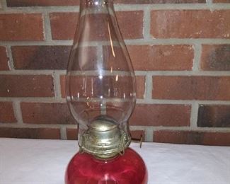 Cranberry Oil Lamp w/ Globe