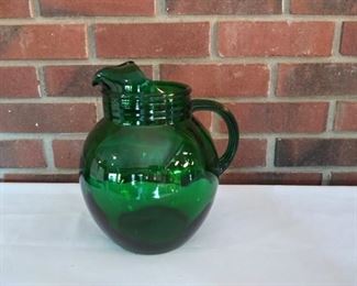 Old Green Glass Pitcher