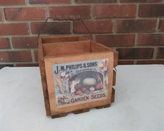 Garden Seeds Wooden Box w/ handle