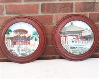Pair Framed Asian Plates