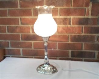 Table Lamp: Silver Plate w/ Etched Glass Globe