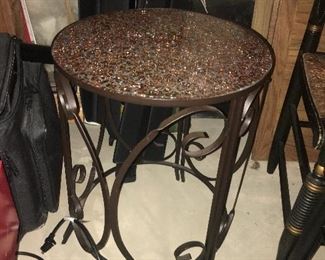 Glass inlay Metal Side Table