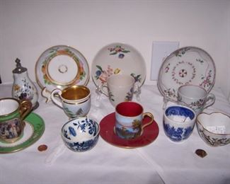 18TH CENTURY CUP SAUCERS & MORE FIGURES 