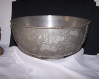 SIGNED 18TH -19TH CENTURY CHINESE PEWTER BOWL 