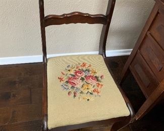 antique needle point chair 