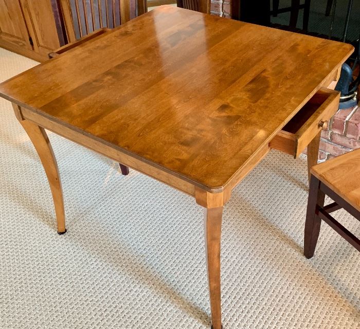 Walnut 36” Square x 29h Dining Table w/ drawer on 2 sides $145 