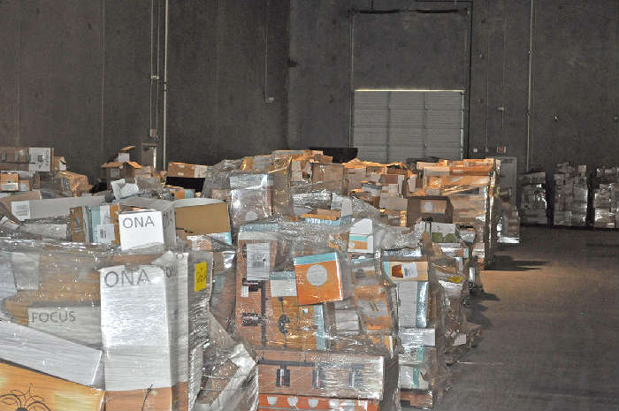 Pallets of high end EGLO lighting at the EGLO warehouse!