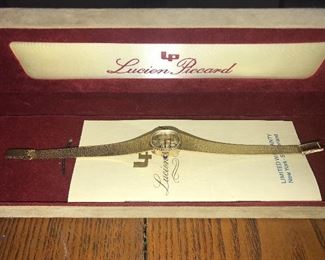 14k gold Lucien Picard women’s watch. Case & band are gold