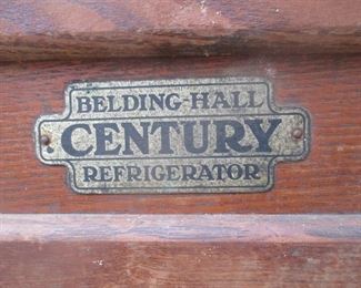 Antique Oak Ice Box Manufacturer Tag