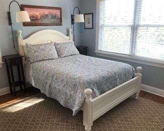 POTTERY BARN FULL SIZE OFF WHITE BEDFRAME AND MATTRESS