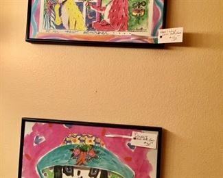 2 Pieces of Artwork by Artist, Holly Haas.  These would be adorable in a child's room.