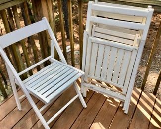 Set of 4 Folding White Wood Chairs