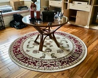 Round Area Rug 80" Diameter, Bamboo Glass Round Table