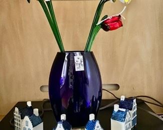 Collectibles and a Cobalt Blue Vase
