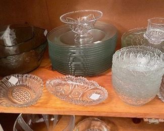 Glass dish sets and serving dishes