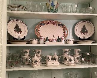 Collectible dishes including Christmas patterns Nikko Japan Christmastime  & the Cellar O’Tannebaum 