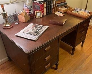 Antique desk with typewriter storage/lift.