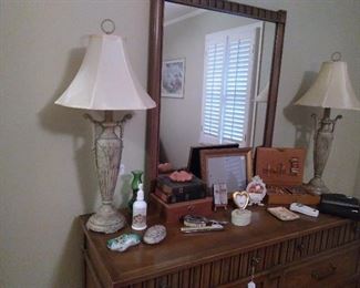 Dresser and Pair of lamps 