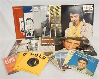 10491049	LOT OF 12 ELVIS PRESLEY ALBUMS, THREE 45S & FIVE EPS. THE ALBUMS ARE; THE COMPLETE MILLION DOLLAR SESSION (DOUBLE LP) HISTORICAL DOCUMENTARY PERSONALLY ELVIS (DOUBLE LP), THE ELVIS TAPES, ELVIS SCOTTY & BILL IN THE BEGINNING… THE MILLION DOLLAR QUARTET, ELVIS SCOTTY & BILL THE FIRST YEAR, ELVIS SCOTTY & BILL LIVE FROM EAGLES HALL, ELVIS: THE FIRST LIVE RECORDS, ELVIS: THE HILLBILLY CAT, ELVIS A CANADIAN TRIBUTE & THE ELVIS SUN COLLECTION (TWO COPIES)  
