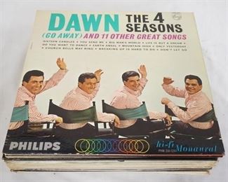 1059 1059	LOT OF 20 THE FOUR SEASONS ALBUMS; THE 4 SEASONS ENTERTAIN YOU, RAG DOLL (TWO COPIES), 4 SEASONS SING SPANISH LACE, AT THE HOP, THE 4 SEASONS PRESENT FRANKIE VALLI SOLO, THE 4 SEASONS SING HITS BY BURT BACHARACH HAL DAVID & BOB DYLAN, THE 4 SEASONS SING BIG HITS, THE 4 SEASONS GOLD VAULT OH HITS (FOUR COPIES ONE IS STEREO) GENUINE IMITATION LIFE GAZETTE (FIVE COPIES-ONE IS SEALED, TWO THAT ARE OPENED HAVE INSERTS) FRANKI VALLI TIMELESS, & BORN TO WANDER DAWN 
