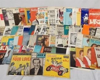 1075 1075	LOT OF APP. 80 45S/EPS W/ PITURE SLEEVES INCLUDING; BILL HALEY & HIS COMETS, DICK HAYMES, THE FOUR LOVERS, ELVIS, THE BEATLES MOVIE MEDLEY, THE YOUNG RASCALS, PETER & GORDON, THE D.C. HITS EP,  GRAND FUNK (YELLOW VINYL) THE RAN-DELLS, THE METRO, THE STRAY CATS, CROSBY STILLS & NASH, GAR, KEITH, NICHOLS & MAY, BRIAN HYLAND, ARBOGAST & ROSS, BOBBY BLUE, SQUIRE GIBBS, PAUL ANKA, SEA TRAIN, FRANKIE LAINE, FABIAN, BRUCE SPRINGSTIEN, THE FOUR FRESHMEN, SIMON & GARFUNKEL, THE JOURNEYMEN, NAT KING COLE, PERRY COMO, STAN FREBERG, RODNEY DANGERFIELD, ED AMES, PAUL HAMPTON, JACK SCOTT, THE BROWNS, TERRY GILKYSON, TONY SHERIDAN & THE SAINTS, THE LETTERMEN, THE KNACK, JOHNNY MATHIS, KENNY ROGERS, MAGAZINE, STEVE WINWOOD, WINK MARTINDALE, BUCK OWENS, HANK THOMPSON, BUDDY KNOX, JOHNNY BURNETTE, JAN & DEAN, MARTIN DENNY, WE ARE THE WORLD, THE NOW WAVE SAMPLER, JOHN TRAVOLTA, THE TYMES & THE PYRAMIDS
