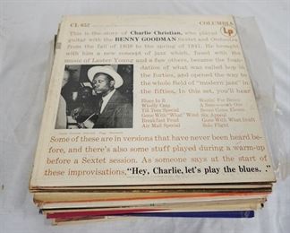 1079 LOT OF 25 JAZZ ALBUMS; CHARLIE CHRISTAIN WITH THE BENNY GOODMAN SEXTET& ORCHESTRA, HARRY BABASIN & TERRY GIBBS, *EL NUTTO* TERRY GIBBS, THE VAN DAMME SOUND, SIR CHARLES THOMPSON ROCKIN' RHYTHM, THE AMERICANIZATION OF OOGA BOOGA HUGH MASEKELA, EAST COAST SOUNDS, LET'S STOMP & WILD WEEKEND BOBBY GREGG & HIS FRIENDS, HAVE ORGAN WILL SWING BUDDY COLE, SWING FEVER BUDDY COLE & THE SWINGING HAMMOND ORGAN, BELLS ARE RINGING, ERROLL GARNER, THAT'S MY KICK, *ALFIE* CARMEN MCRAE, NEW WAVE! DIZZY GILLESPIE, JAZZ FESTIVAL, MEADE LUX LEWIS BOOGIE WOOGIE HOUSE PARTY, AL JAZZBEAUX COLLINS & SLIM GAILARD, COZY COLE HITS & EDDIE COSTA ART FARMER IN THIER OWN SWEET WAY, COZY COLE & HIS ALL STARS, I LOVE YOU TRULY FEATURING HAYWARD HENRY, DON SHIRLEY TRIO, COMMODORE JAZZ CLASSICS BILLIE HOLIDAY, COLOR HIM WILD MAYNARD FERGUSON & COMMODORE JAZZ CLASSICS JELLY ROLL MORTON 
