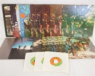 1098 LOT OF 15 CREEDENCE CLEARWATER REVIVAL ALBUMS & THREE 45S. THE ALBUMS ARE; SELF TITLED, COSMO'S FACTORY, BLUE RIDER RANGERS, WILLY & THE POOR BOYS, MARDI GRAS, PENDULUM, BAYOU COUNTRY (FIVE COPIES) GREEN RIVER (FOUR COPIES)
