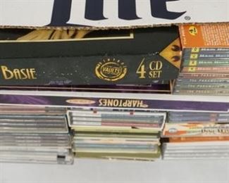 1181	LOT OF CD BOX SETS INCLUDING; MARVIIN GAYE (COMES W/ FOUR CDS & ATTACHED BOOKLET) THE HARPTONES (2 CD SET) COUNT BASIE (4 CD SET COMES W/ BOOKLET) MILES DAVIS (9 CD SET) 100 JAZZ GREATS (4 CD SET) THE ROOTS OF BLACK GOSPEL (3 CD SET) T-BONE WALKER (2 CD SET) LEADBELLY (4 CD SET) & MANY MORE!
