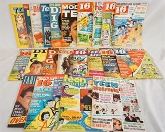 1209	COLLECTION OF VINTAGE TEEN MAGAZINES INCLUDING; 16, TEEN WORLD, MODERN TEEN, DIG, TEEN SET & OTHERS 
