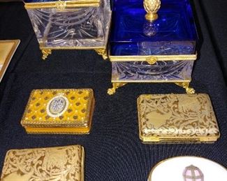 Faberge Crystal Boxes, Faberge Limoges Trinket Boxes
