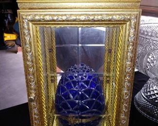Faberge Display Box, Faberge Crystal Egg Cobalt