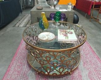 3 Layered Gold and Glass, Mirrored Coffee Table